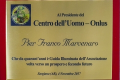 Targa commemorativa - 40° Anniversario della Fondazione del Centro dell'Uomo